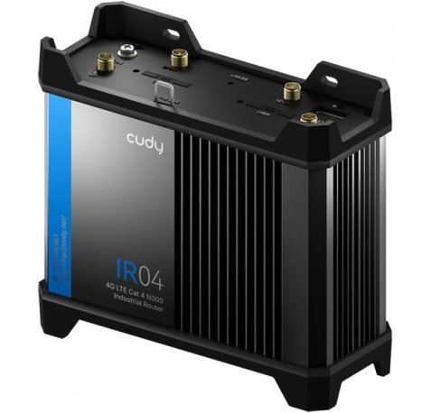 Cudy IR04_EU Router Industrial WiFi N300 4G LTE CAT 4 -  2 Ranuras SIM - 4 Puertos LAN - Alimentacion POE y DC - Montaje en Pared - Color Negro