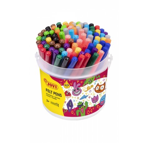 Jovi Bote 96 Rotuladores - Amplia Variedad de Tonos - Tinta de Gran Fijacion - Punta Resistente - Capuchon Ventilado - Grip Triangular Ergonomico - Trazo Homogeneo E Intenso - Color Surtido