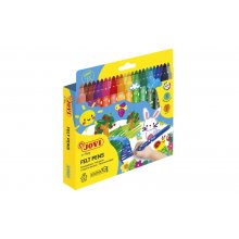 Jovi Felt Pens Estuche de 24 Rotuladores Jumbo - Amplia Variedad de Tonos - Tinta de Gran Fijacion - Punta de 3mm - Capuchon de Seguridad Ventilado - Grip Triangular Ergonomico - Color Surtido
