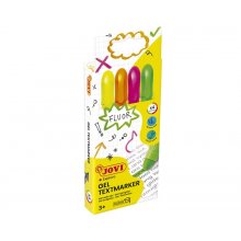Jovi Gel Textmarker Estuche con 4 Marcadores de Texto - Gel en Seco - Colores Fluorescentes - con Ascensor - No Traspasan - Secado Rapido - No Se Secan - Aptos para Luz Negra - Color Surtido