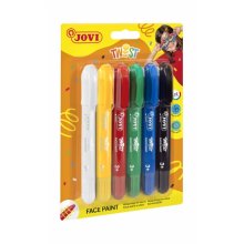 Jovi Twist Blister 6 Stick de Pintura de Cara - Hipoalergenico - Base Agua - Facil Aplicacion - Gran Cobertura - Seca Rapido - Facil de Retirar - sin Parabenos - Color Surtido