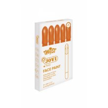 Jovi Twist Stick de Pintura de Cara - Hipoalergenico - Base Agua - Facil Aplicacion - Gran Cobertura - Seca Rapido - Facil de Retirar - sin Parabenos - Color Naranja (5 uds)