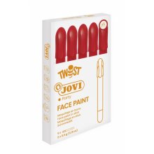 Jovi Twist Stick de Pintura de Cara - Hipoalergenico - Base Agua - Facil de Aplicar y Retirar - Gran Cubricion - Seca Rapido - sin Parabenos - Color Rojo (5 uds)