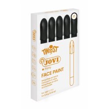 Jovi Twist Stick de Pintura de Cara - Hipoalergenico - Base Agua - Facil de Aplicar y Retirar - Gran Cubricion - Seca Rapido - sin Parabenos - Seguro para Todo Tipo de Pieles - Color Negro (5 uds)