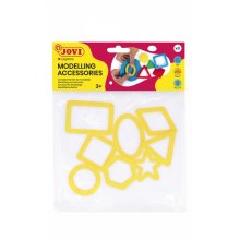 Jovi Bolsa Colgable con 8 Moldes de Corte Figuras Geometricas - Moldes de Plastico para Plastilina - Facil de Usar - Duraderos - Diseño Educativo - Color Amarillo