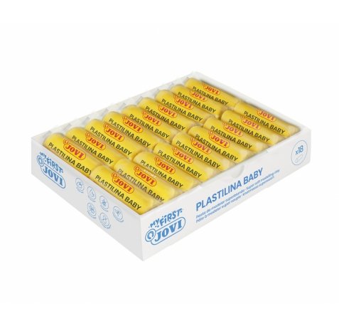 Jovi Baby Caja de 18 Pastillas de Plastilina Super Blanda - Estimula Creatividad y Sensibilidad Tactil - Fortalece Musculos de Manos y Dedos - Color Amarillo