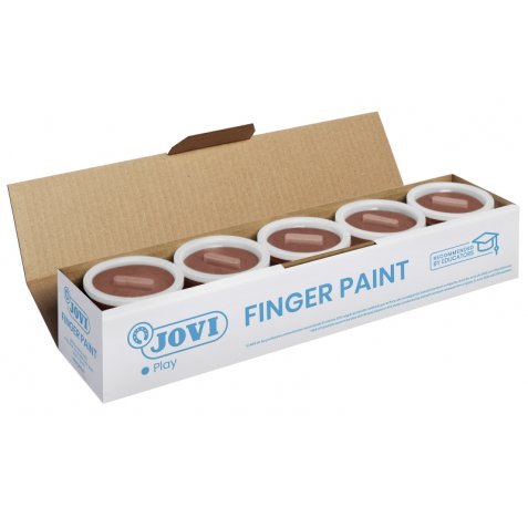 Jovi Bote de Pintura de Dedos - 125ml Pintura de Dedos - Ingredientes Naturales - Mezclables - Textura Gelatinosa - Lavable - Color Marrón (5 uds)