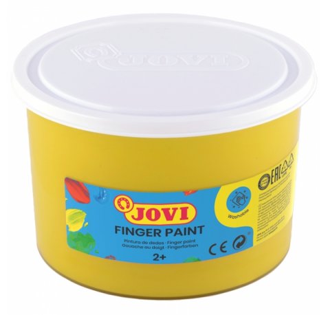Jovi Finger Paint Bote de 500ml Pintura de Dedos - Ingredientes Naturales - Colores Mezclables - Textura Gelatinosa - Lavable - Color Amarillo