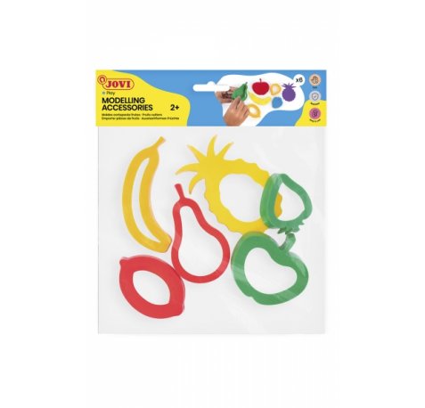 Jovi Modelling Accessories Bolsa Colgable con 6 Moldes de Corte Frutas - Moldes de Plastico para Plastilina - Formas de Fruta - Color Surtido