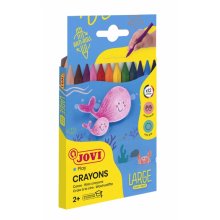 Jovi Large Easy Grip Estuche de 24 Ceras Plasticas Hexagonales - No Ruedan - Duracion Prolongada - sin Olor - Facil de Sacar Punta - No Mancha - Ideal para Manos Pequeñas - Color Surtido