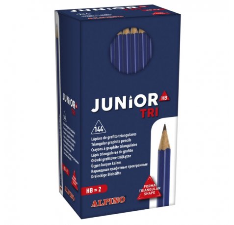 Alpino Junior Tri Pack con 144 Lapices de Grafito HB Triangulares - Espacio para el Nombre