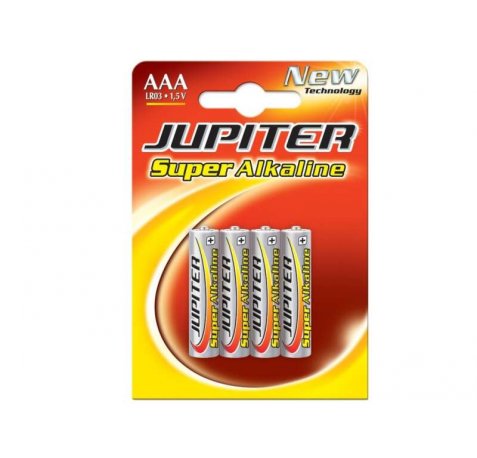 Jupiter Pack de 4 LR03 Pilas Alcalinas - Alta Tecnologia - Fiabilidad - Elevado Rendimiento - Maximas Prestaciones - Seguras y No Contaminantes - Color Varios