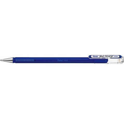 Pentel Mattehop Boligrafo de Bola - Punta 1mm - Trazo 0.5mm - Tinta de Gel Opaca - Fabricado con 55% de Materiales Reciclados - Color Azul (12 uds)