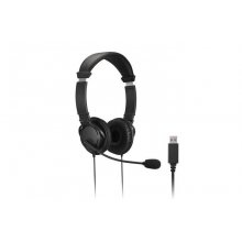 Kensington Auriculares con Microfono USB - Diadema Ajustable - Almohadillas Acolchadas - Controles en Cable - Cable de 1.80m - Color Negro