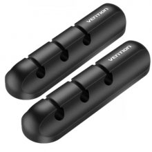 Vention Pack de 2 Organizadores de Cable - Â 3 Puertos - Silicona - Color Negro