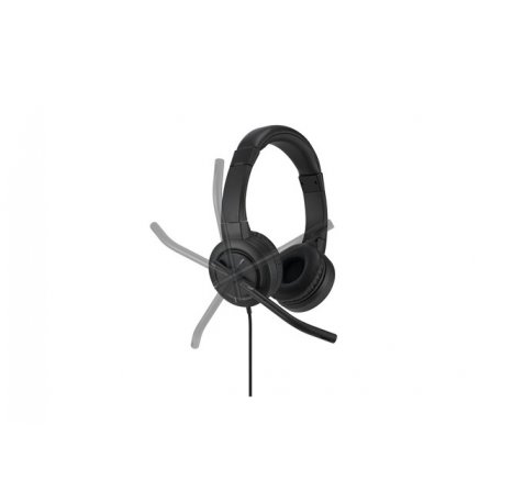 Kensington H1000 Auriculares con Microfono USB-C - Diadema Ajustable - Almohadillas Acolchadas - Controles en Cable - Cable Trenzado de 1.80m - Color Negro