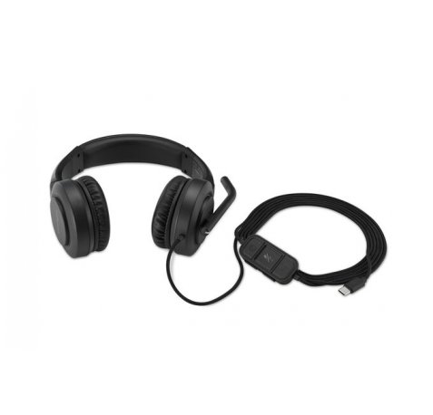 Kensington H1000 Auriculares con Microfono USB-C - Diadema Ajustable - Almohadillas Acolchadas - Controles en Cable - Cable Trenzado de 1.80m - Color Negro