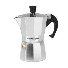 Orbegozo KF 200 Cafetera de Aluminio - Disfruta de Momentos Inolvidables con tu Cafe Favorito - Capacidad para 2 Tazas - Mango Ergonomico - Valvula de Seguridad y Facil Limpieza