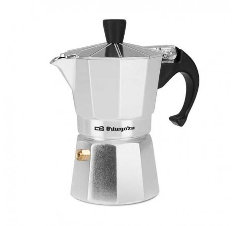 Orbegozo KF 200 Cafetera de Aluminio - Disfruta de Momentos Inolvidables con tu Cafe Favorito - Capacidad para 2 Tazas - Mango Ergonomico - Valvula de Seguridad y Facil Limpieza