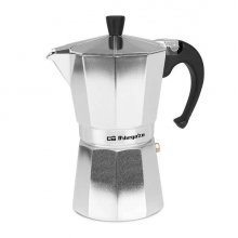 Orbegozo KF 600 Cafetera Italiana Placentera y Segura - Capacidad para 6 Tazas - Mango Ergonomico - Valvula de Seguridad - Facil Limpieza - Compatible con Gas - Electricidad y Vitroceramica