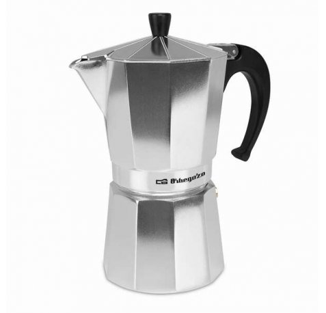 Orbegozo KF 900 Cafetera de Aluminio para 9 Tazas - Mango Ergonomico - Valvula de Seguridad - Facil Limpieza - Disfruta de tu Cafe en Buena Compañia