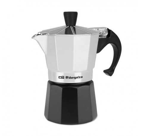 Orbegozo KFM 230 Cafetera de Aluminio para Dos Tazas - Prepara tu Cafe Favorito en Minutos con Seguridad y Comodidad - Ergonomica - Facil de Limpiar y Apta para Diferentes Tipos de Cocinas