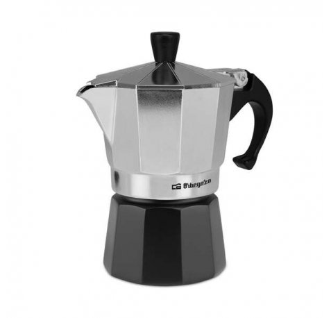 Orbegozo KFM 330 Cafetera de Aluminio para Tres Tazas - Mango Ergonomico - Valvula de Seguridad - Compatible con Cocinas a Gas - Electricas o Vitroceramica - Facil Limpieza