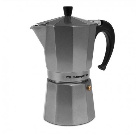 Orbegozo KFS 920 Cafetera de Aluminio Silver - Capacidad para 9 Tazas - Apta para Cocinas a Gas - Electricas o Vitroceramica - Mango Ergonomico - Valvula de Seguridad - Facil de Limpiar