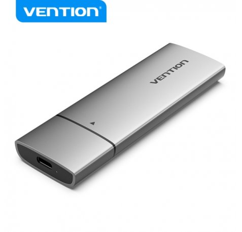 Vention Carcasa para SSD - USB 3.1 Gen 2C - 10 Gbps - Aluminio - Compatible M.2 NVMe - Incluye cable USB-C - Color Gris