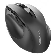 Vention Raton Ergonomico Inalambrico para Diestros - 6 Botones - 4000dpi - Transmisor 2.4GHz - Alcance 10m - Alimentacion a Pilas - Color Negro