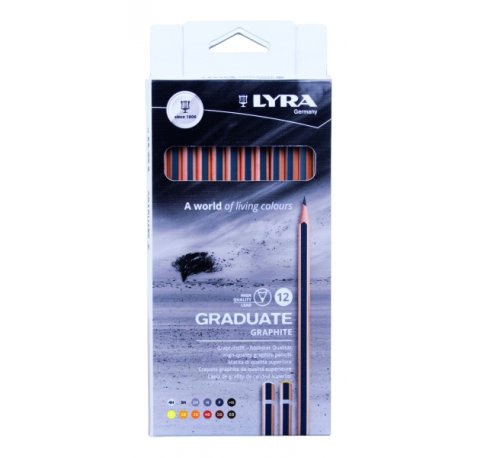 Lyra Graduate Pack de 12 Lapices de Grafito - Graduaciones Surtidas - Color Negro