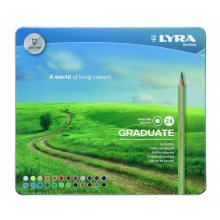 Lyra Graduate Pack de 24 Lapices de Colores - Hexagonal - Estuche de Metal - Color Negro