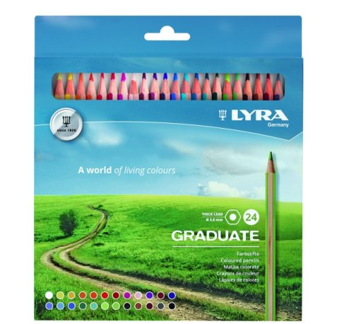 Lyra Graduate Pack de 24 Lapices de Colores - Hexagonal - Color Negro