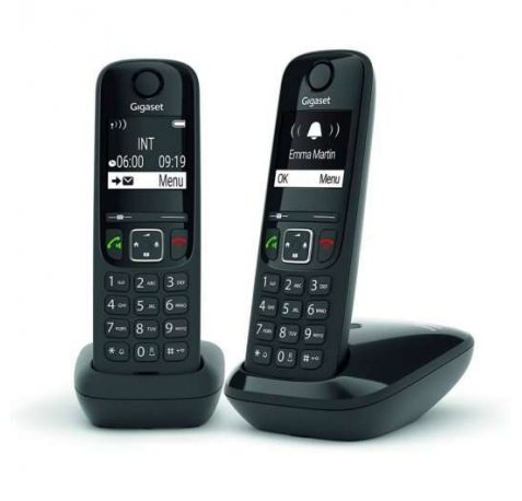 Gigaset AS690 Duo Telefono Inalambrico Dect + 1 Supletorio - Pantalla en B/N - Control de Volumen - Gran Autonomia