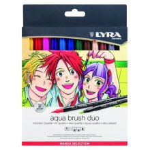 Lyra Aqua Brush Duo Manga Pack de 12 Rotuladores de Pincel - Redondo - Doble Punta - Pincel y Punta Fina - Colores Surtidos