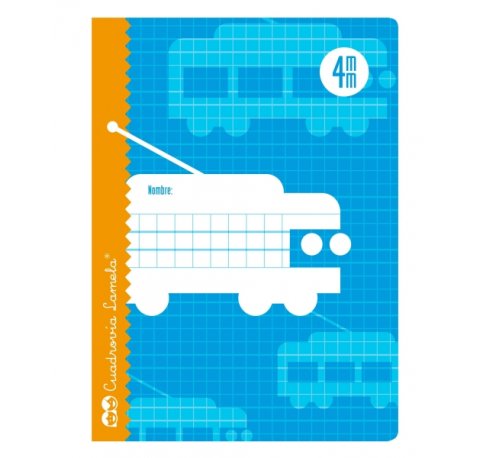 Lamela Libreta Grapada con 30 Hojas de 70g/m2 con Margen - Formato Cuarto - Pauta Cuadrovia de 4mm - Cubierta de Cartoncillo Plastificado - Papel Offset Blanco Extra - Color Azul