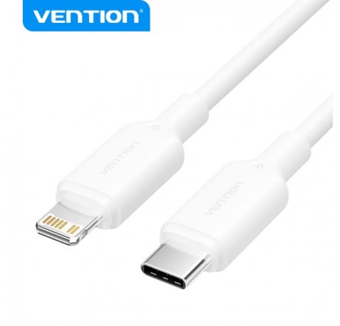 Vention Cable USB 2.0 Tipo C a Lightning - Conector Niquelado - Potencia 27W - Corriente 3A - Color Blanco