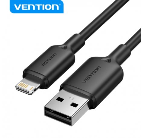 Vention Cable USB 2.0 Lightning - Galvanizado Nickel - Transmision 480Mbps - Salida 2.4A - Color Negro