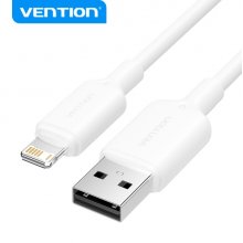 Vention Cable USB 2.0 Lightning - Transmision 480Mbps - Salida 2.4A - Conductor Bronce Enlatado - Color Blanco