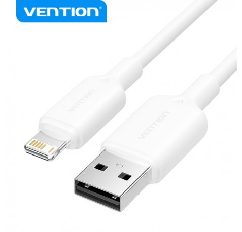 Vention Cable USB 2.0 Lightning - Transmision 480Mbps - Salida 2.4A - Conductor Bronce Enlatado - Color Blanco