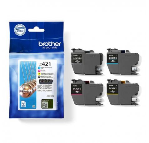 Brother LC421 Pack de 4 Cartuchos de Tinta Originales - LC421VAL