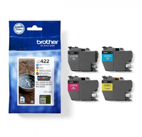 Brother LC422 Pack de 4 Cartuchos de Tinta Originales - LC422VAL