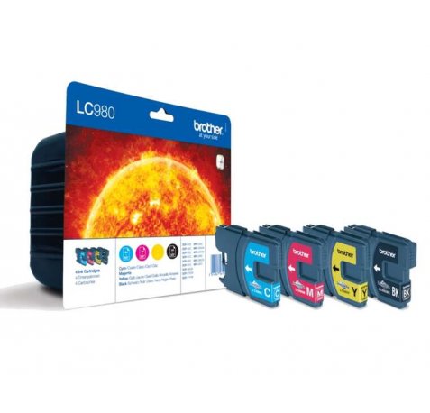 Brother LC980 Pack de 4 Cartuchos de Tinta Originales - LC980VALBP
