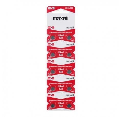 Maxell Pack de 10 Pilas Alcalinas de Boton LR41 1.5V