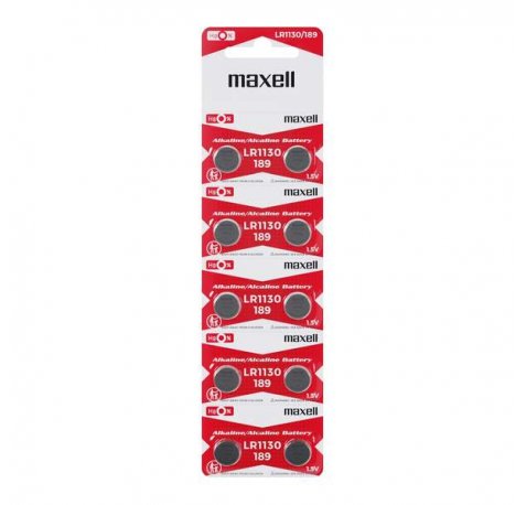Maxell Pack de 10 Pilas Alcalinas de Boton LR1130 1.5V