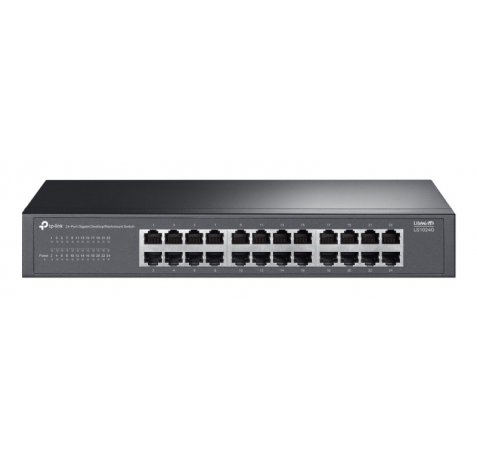 TP-Link LS1024G Switch 24 Puertos RJ45 1Gbps - No Administrado - Plug and Play - Soporta QOS - Silencioso - Conmutacion hasta 48Gbps - Carcasa Metalica - Color Negro