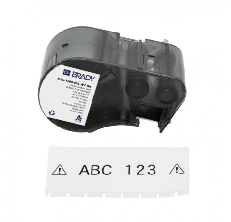 Brady M5C-1500-595-WT-BK Cinta de Etiquetas Original Vinilo - Texto negro | Cinta de etiquetas original vinilo - texto negro sobre fondo blanco - ancho x