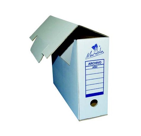 Mariola Caja de Archivo Definitivo TamaÃ±o Folio Prolongado - Medidas 27,5x12x39cm - Ideal para Organizar Documentos - Color Blanco y Azul (25 uds)