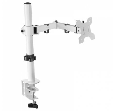 Mars Gaming MARM1 Soporte de Monitor - Brazo Articulado - Altura Ajustable - Gestion de Cables - Compatible VESA - Instalacion Rapida - Estabilidad Optima - Color Blanco