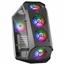Mars Gaming MC51 Torre Premium - 5 Ventiladores ARGB - Controladora con Mando - Doble Ventana Cristal Templado - 40 Efectos RGB Chroma - Color Negro